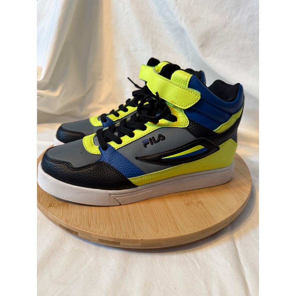 Fila Vulc 13 Mid Plus Mens Grey Black Blue Neon Yellow Sneakers 3FM01830-092 6.5 - Picture 1 of 9